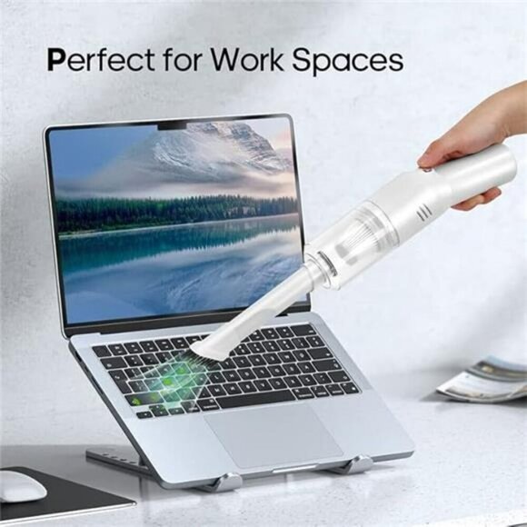 Mini Car Vacuum Cordless Handheld Portable Rechargeable Desk Cleaner White - Picture 6 of 7